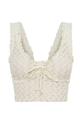 Morgan Mesh And Lace Sleeveless Top - Ivory